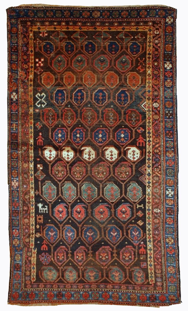 Antique Handmade Kurdish Rug, 1880s