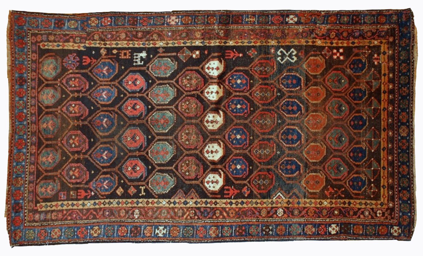 Antique Handmade Kurdish Rug, 1880s