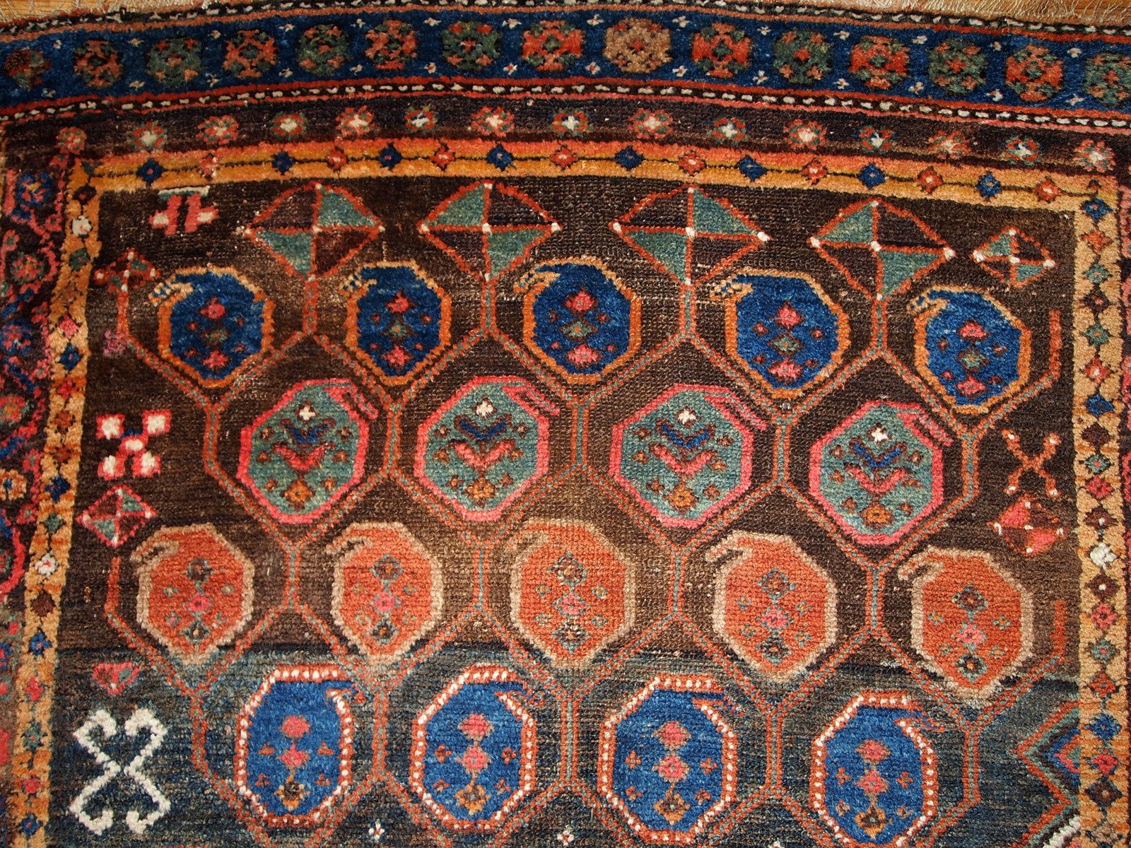 Antique Handmade Kurdish Rug, 1880s