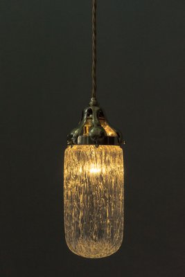 Antique Hanging Lamp with Loetz Blitz Glass Shade by Leopold Bauer, 1905-SPD-699230