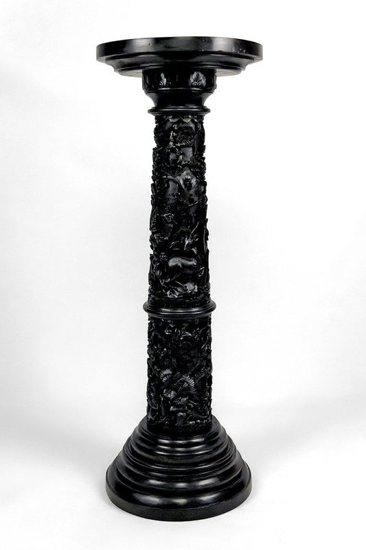 Antique High Pedestal Table in Carved Wood, 1880