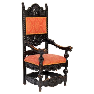 Antique Historic Carved Basswood Throne Chair, 1900s-ABO-1440512