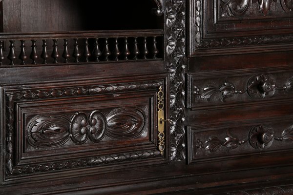 Antique Historicism Buffet Cabinet with Brittany Carving, 19th Century-DXD-1148300