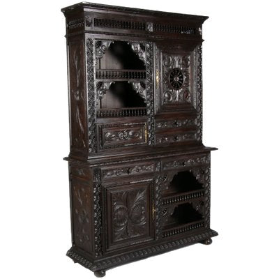 Antique Historicism Buffet Cabinet with Brittany Carving, 19th Century-DXD-1148300