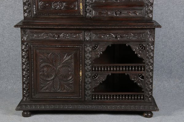 Antique Historicism Buffet Cabinet with Brittany Carving, 19th Century-DXD-1148300