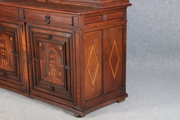 Antique Historicism Buffet with Architecture Inlaid, 19th Century-DXD-1148279