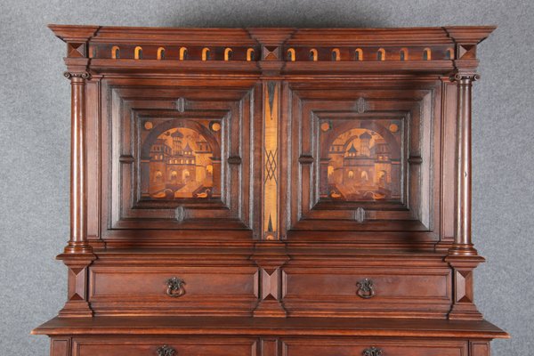 Antique Historicism Buffet with Architecture Inlaid, 19th Century-DXD-1148279