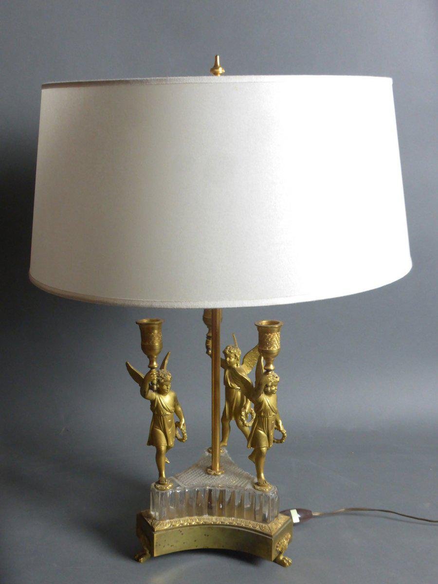 Antique Hot Water Bottle Table Lamp in Gilt Bronze