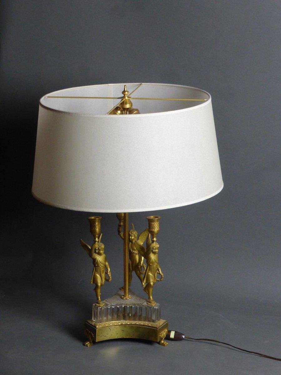 Antique Hot Water Bottle Table Lamp in Gilt Bronze