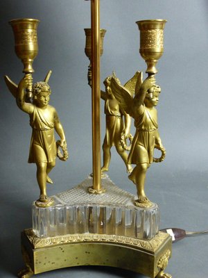 Antique Hot Water Bottle Table Lamp in Gilt Bronze-WSV-786752