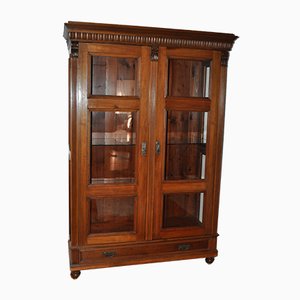 Antique Hungarian Glass and Wood Cabinet-OXJ-786610