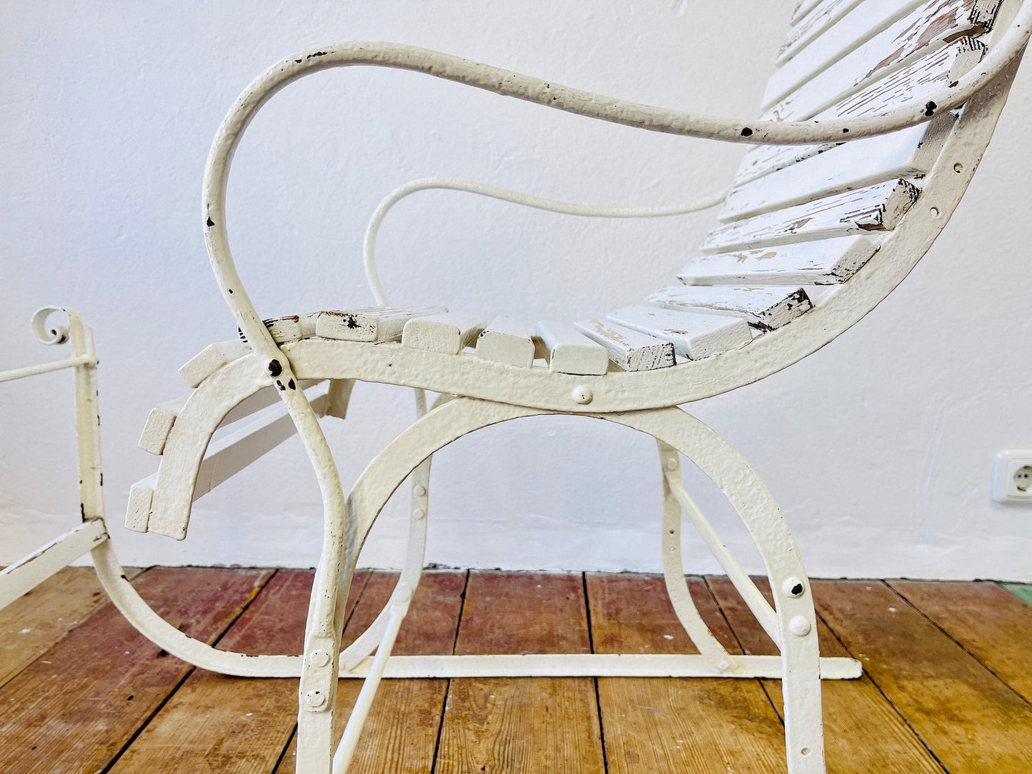 Antique Ice Sled in White, 1900