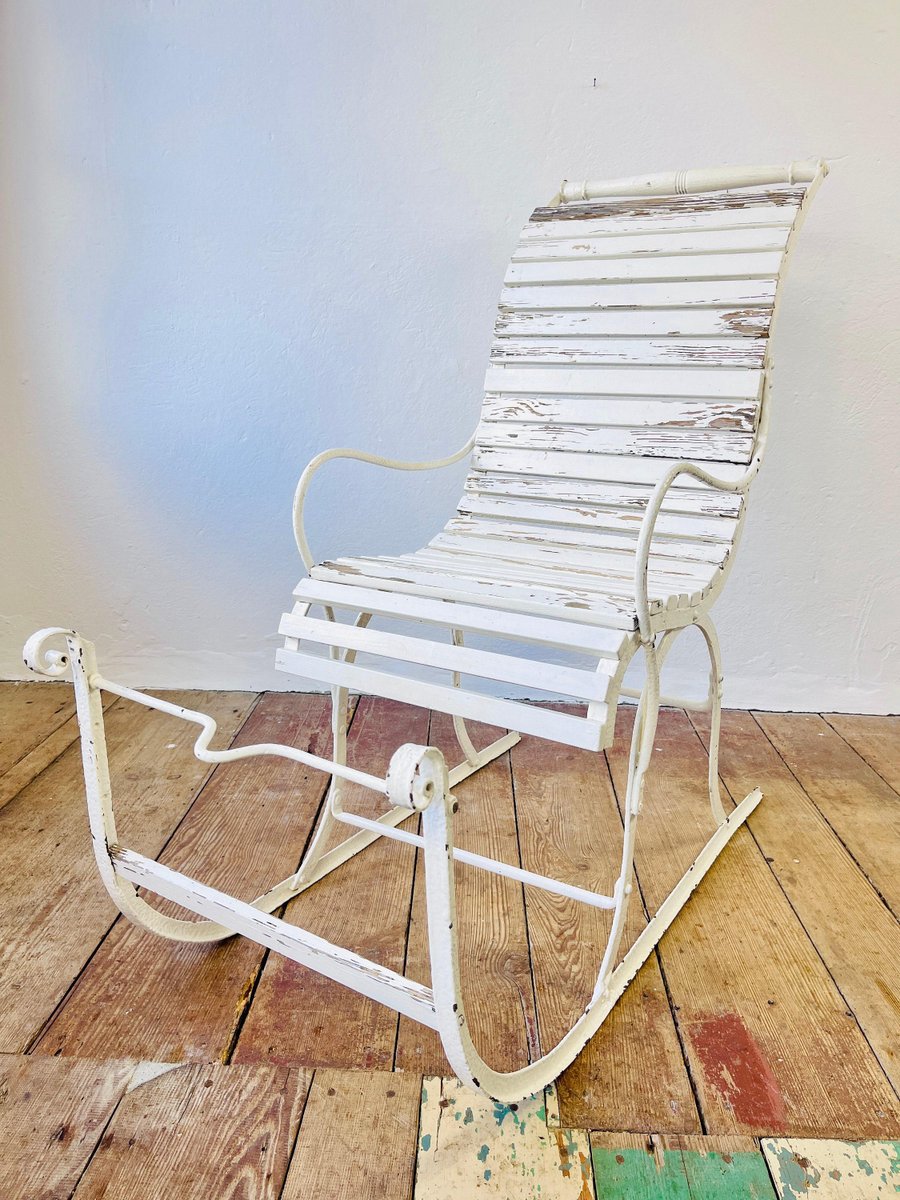 Antique Ice Sled in White, 1900