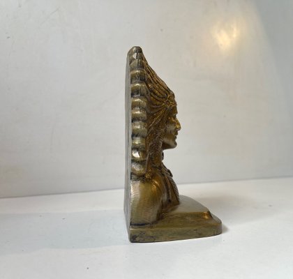 Antique Indian Bronze Chief Bookend, USA. 1920s-LCR-1451190