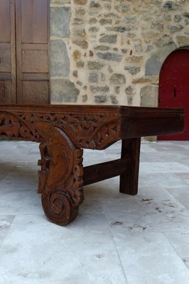 Antique Indonesian Bench in Carved Wood, 1890s-XNH-1816666