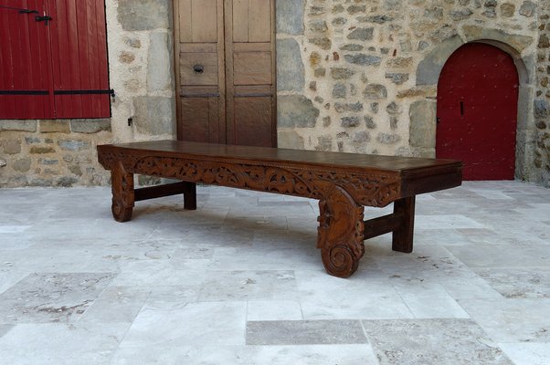 Antique Indonesian Bench in Carved Wood, 1890s-XNH-1816666