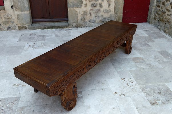 Antique Indonesian Bench in Carved Wood, 1890s-XNH-1816666