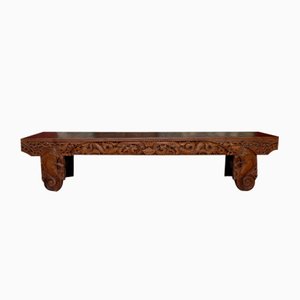 Antique Indonesian Bench in Carved Wood, 1890s-XNH-1816666