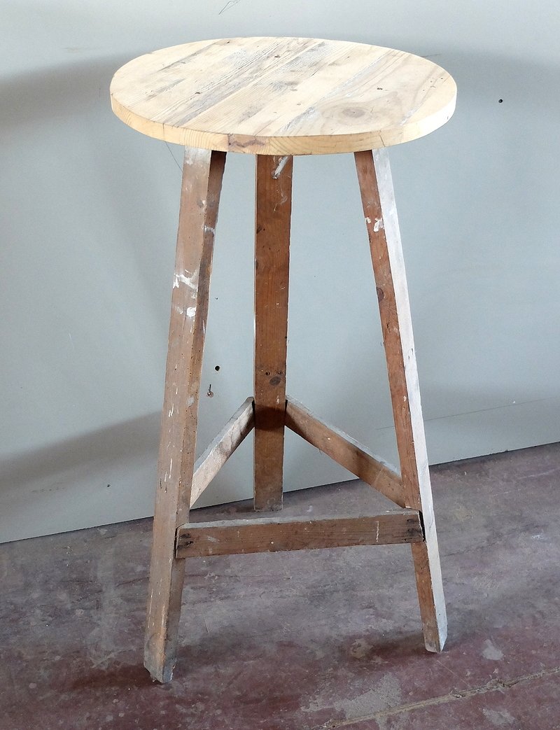 Antique Industrial Fir Side Table