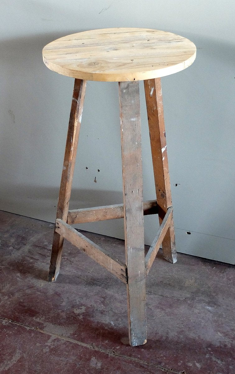 Antique Industrial Fir Side Table