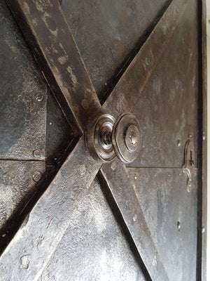 Antique Industrial Iron Door, 18th Century-IND-746164