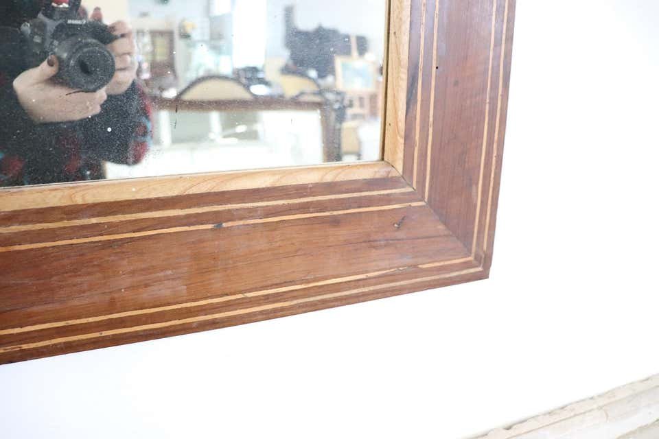 Antique Inlaid Walnut Wall Mirror, 1820s