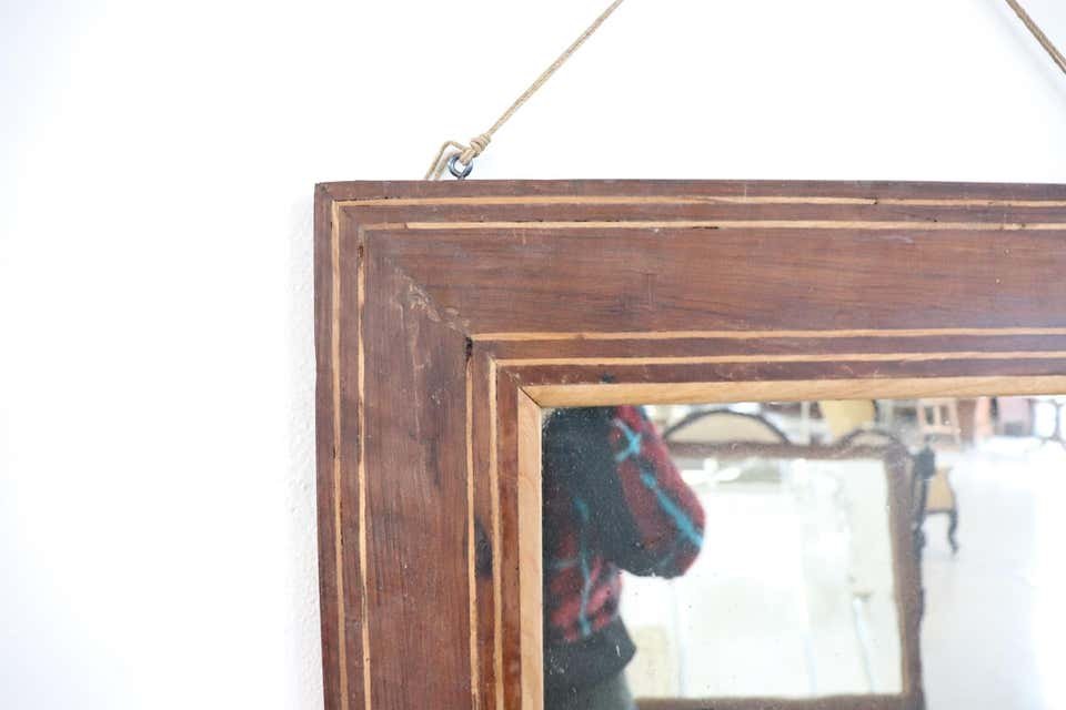 Antique Inlaid Walnut Wall Mirror, 1820s