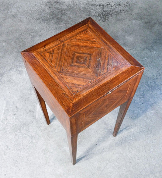 Antique Inlaid Wooden Veneer Work Table, 1800s