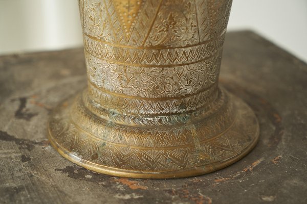 Antique Intricately Decorated Vase in Hand Chased Copper, 1940s-FEW-2024232