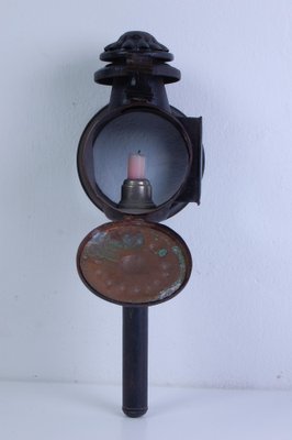 Antique Iron Carriage Lantern Lamp with Candle Torch, 1890s-XSG-1420365