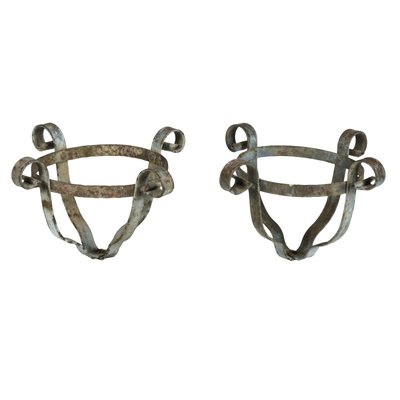 Antique Iron Vase Holders, Set of 2-RAQ-436970