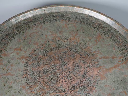 Antique Islamic Ottoman with Copper Table Tray-UZN-1394035