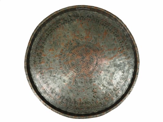 Antique Islamic Ottoman with Copper Table Tray-UZN-1394035