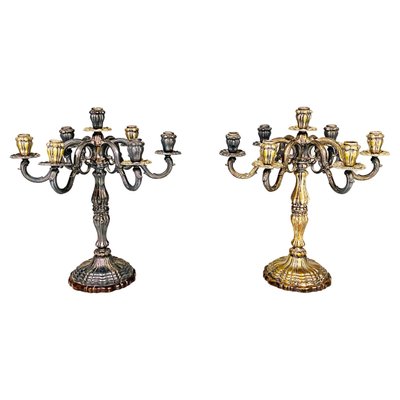 Antique Italian 7-Flame Silver Candelabras, 1880s, Set of 2-GDD-1352528