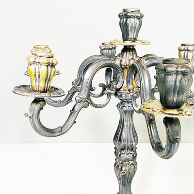 Antique Italian 7-Flame Silver Candelabras, 1880s, Set of 2-GDD-1352528