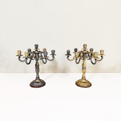 Antique Italian 7-Flame Silver Candelabras, 1880s, Set of 2-GDD-1352528