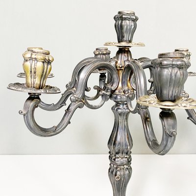 Antique Italian 7-Flame Silver Candelabras, 1880s, Set of 2-GDD-1352528