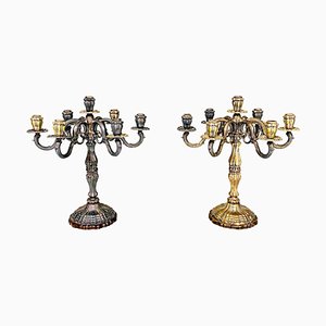 Antique Italian 7-Flame Silver Candelabras, 1880s, Set of 2-GDD-1352528