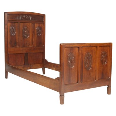 Antique Italian Art Nouveau Carved Walnut Twin Beds, Set of 2-NJV-585654