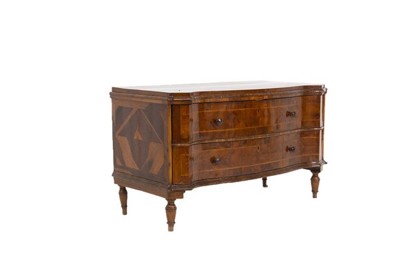 Antique Italian Baroque Walnut Root Dresser, Veneto-RCE-962448