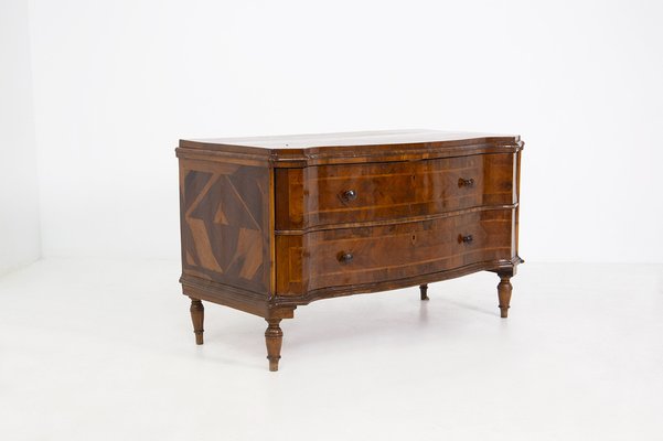 Antique Italian Baroque Walnut Root Dresser, Veneto-RCE-962448