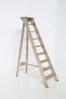 Antique Italian Beige Wood Ladder, 1920s-RCE-1416850