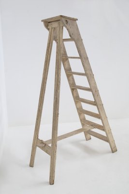 Antique Italian Beige Wood Ladder, 1920s-RCE-1416850