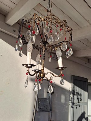 Antique Italian Brass and Glass Chandelier-HIT-835771