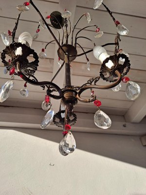 Antique Italian Brass and Glass Chandelier-HIT-835771