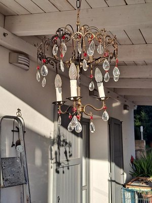 Antique Italian Brass and Glass Chandelier-HIT-835771