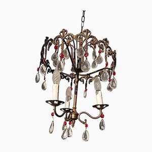 Antique Italian Brass and Glass Chandelier-HIT-835771