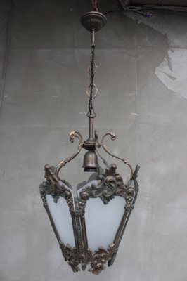 Antique Italian Bronze Lantern Hanging Naples Lamp, 1900s-UWJ-1153041