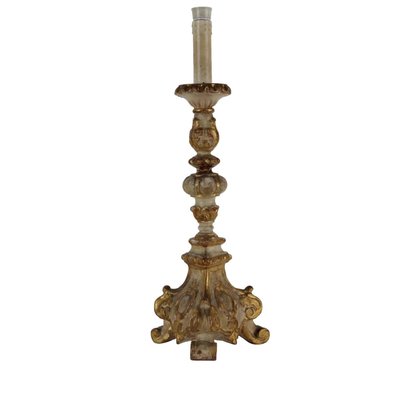 Antique Italian Candlestick in Carved Wood-VMM-2023901