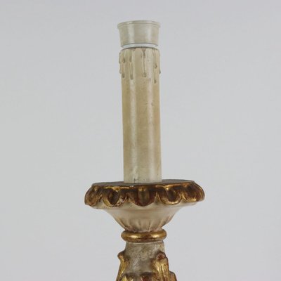 Antique Italian Candlestick in Carved Wood-VMM-2023901